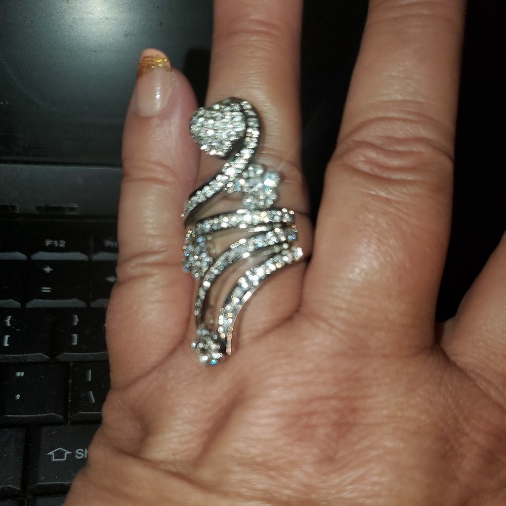 Custom Heart and flower Silver Ring